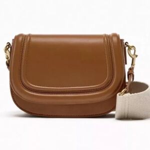 Zara Crossbody Shoulder Flap Bag Removable And Adjustable Straps Brown